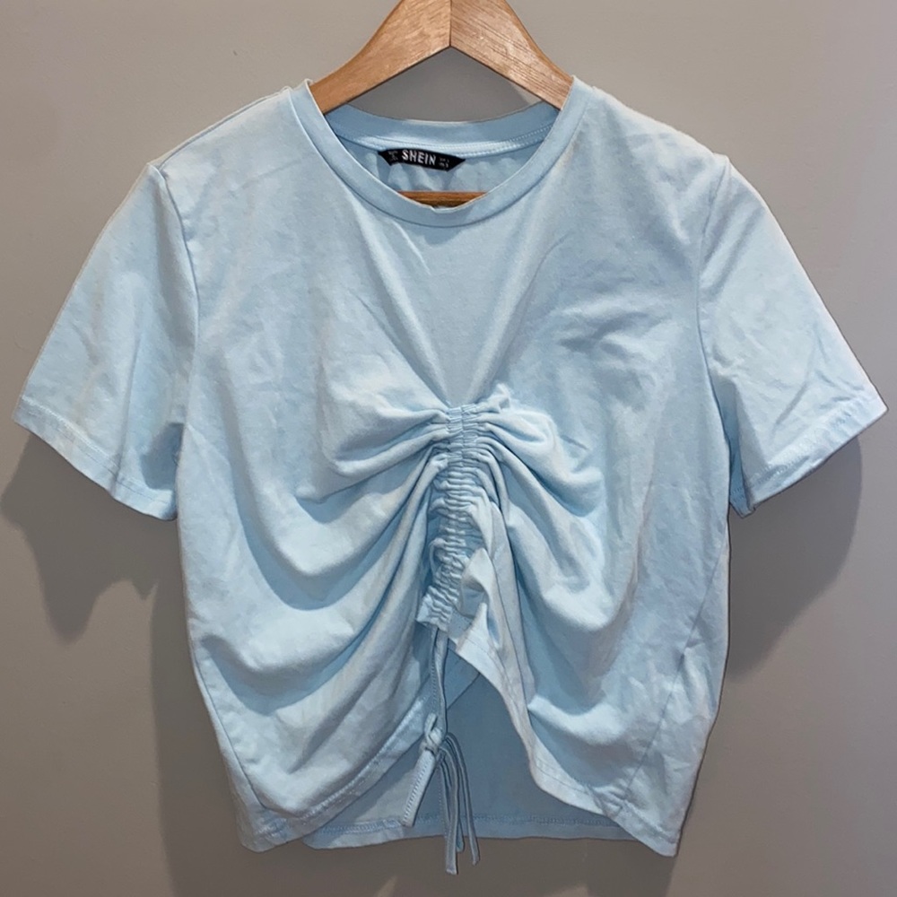 blue cinch up shein tee